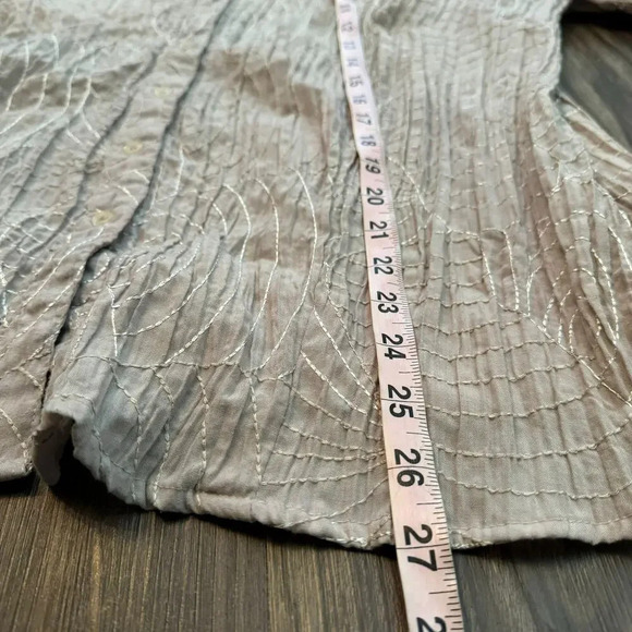 Mac Dougal & Houston Womens Button-Up Top 2X Gray Cotton Puff Sleeves Y2K - Picture 6 of 7